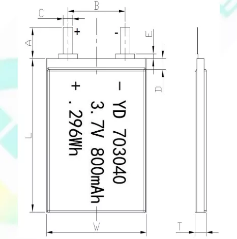 703040 3.7V 820mAh Tiny Prismatic Battery